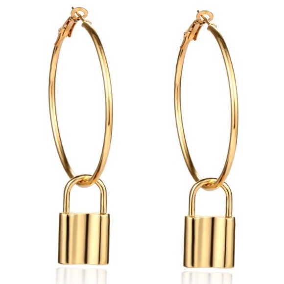 Lock 🔒 Hoop Earrings - Picture 2 of 6
